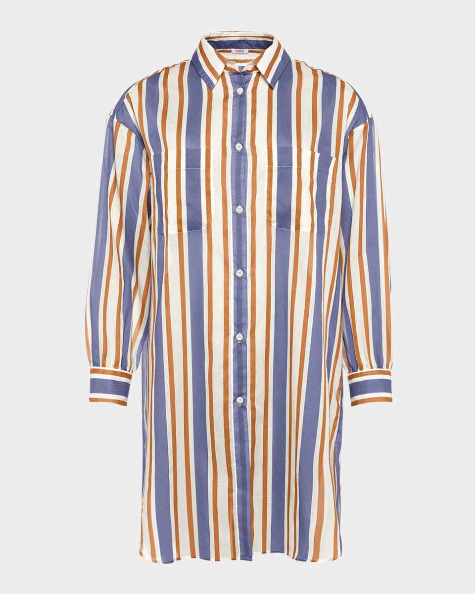 Season Striped Shirt Coverup